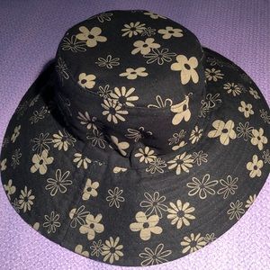 Linen Cotton Flowered Wide Brim Sun Beach Hat